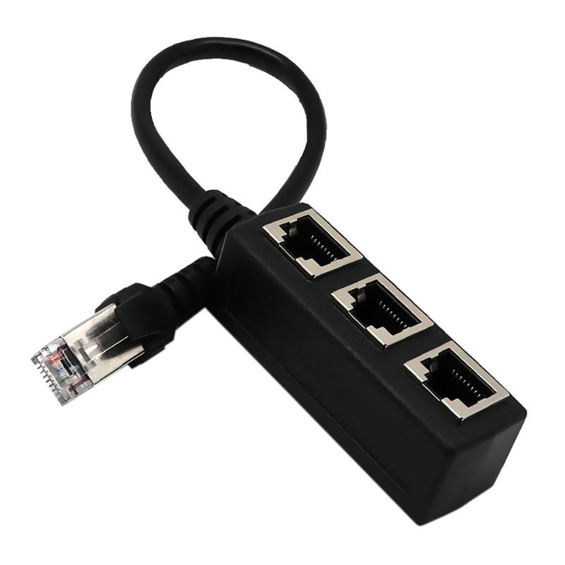 Cabo divisor ethernet rj45, macho para 3 fêmea, adaptador de interruptor para gato 5/gato 6, cabo adaptador para pc, computador