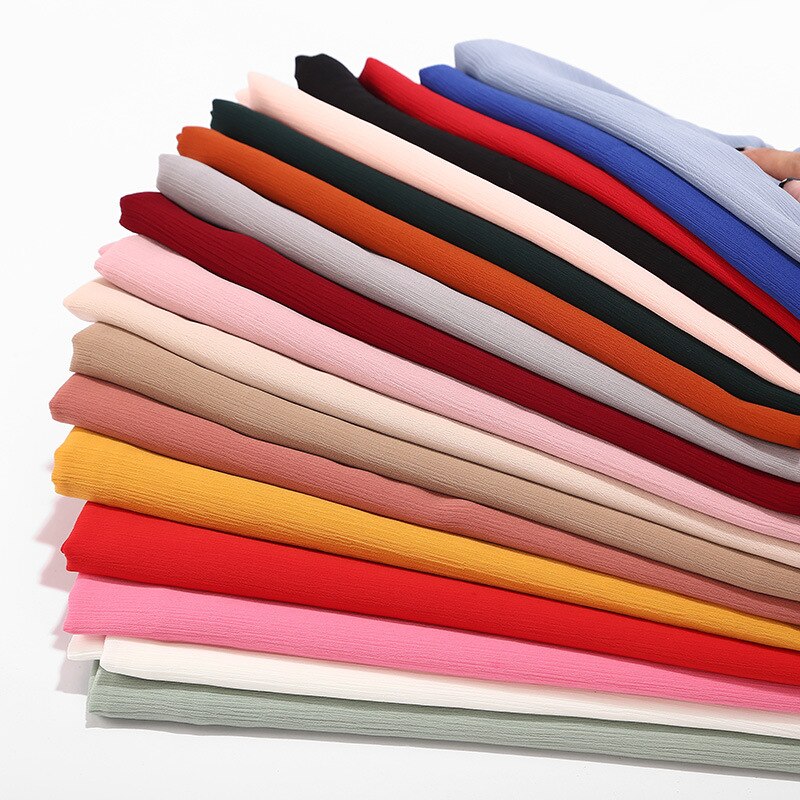Chiffon tørklæde turban kvinder ensfarvet bobleplast print ensfarvet sjal turban naturlig rynke muslimsk tørklæde