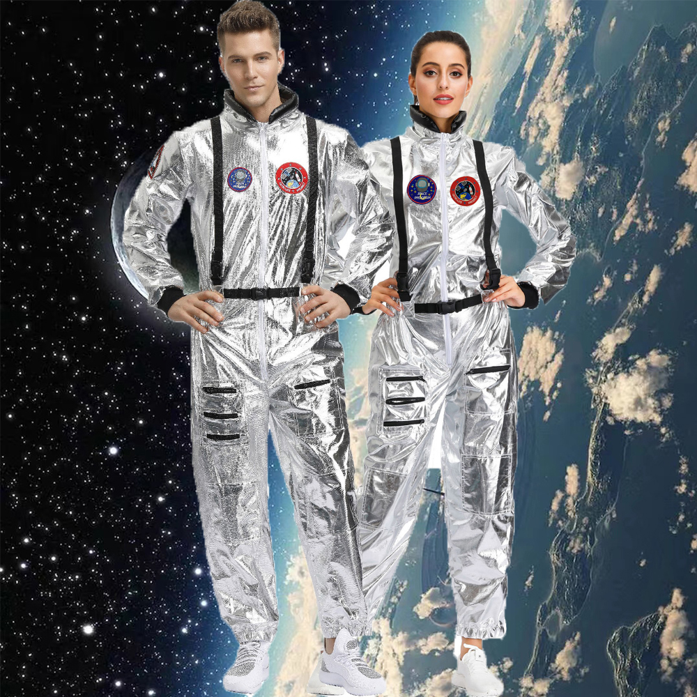 Astronaut Kostuum Volwassen Kinderen Zilveren Ruimteman Kostuum Plus Size Dames Ruimtepak