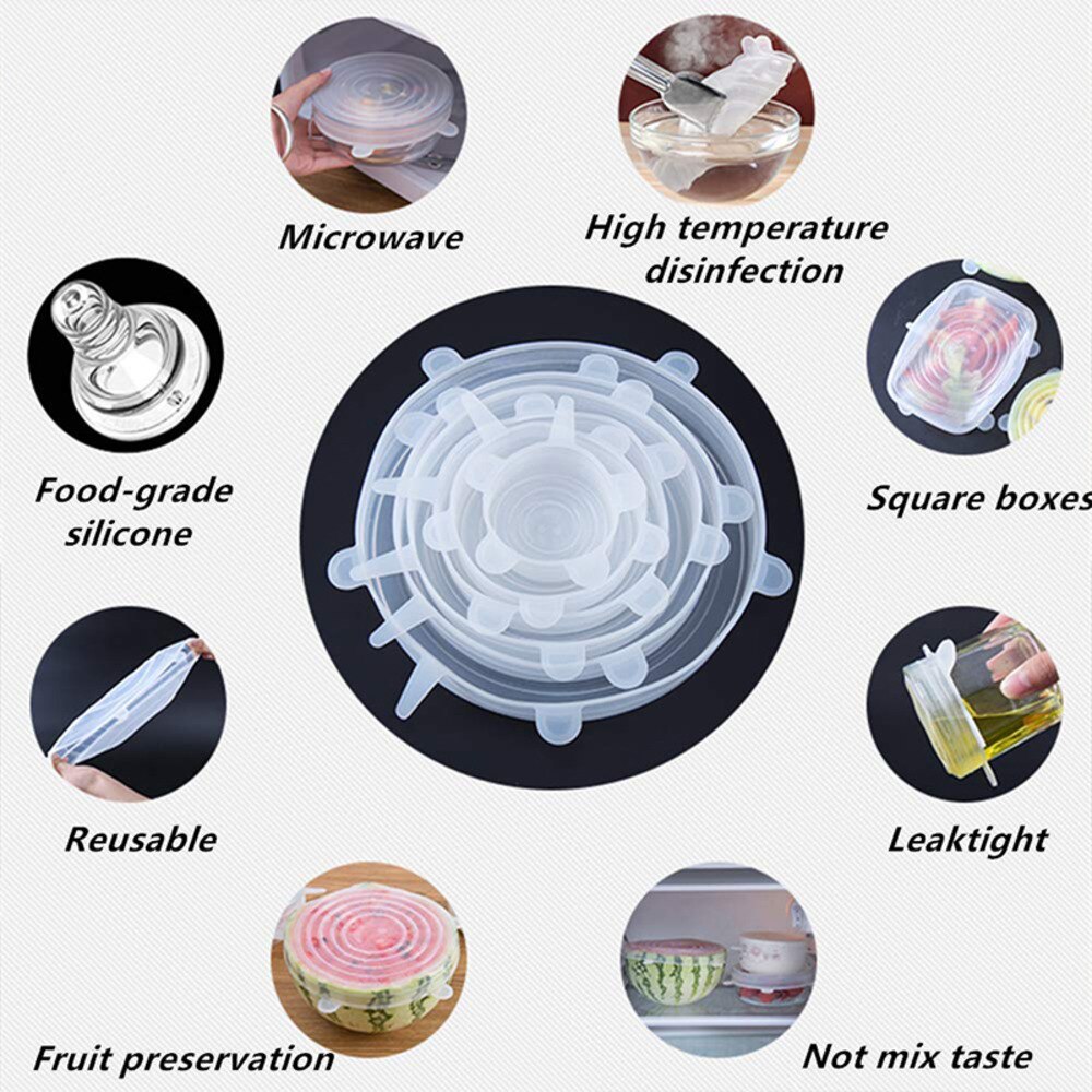 Food Silicone Cover Cap Universal Silicone Lids For Cookware Bowl Reusable Stretch Lids Food Wrap Bowl Kitchen Stoppers