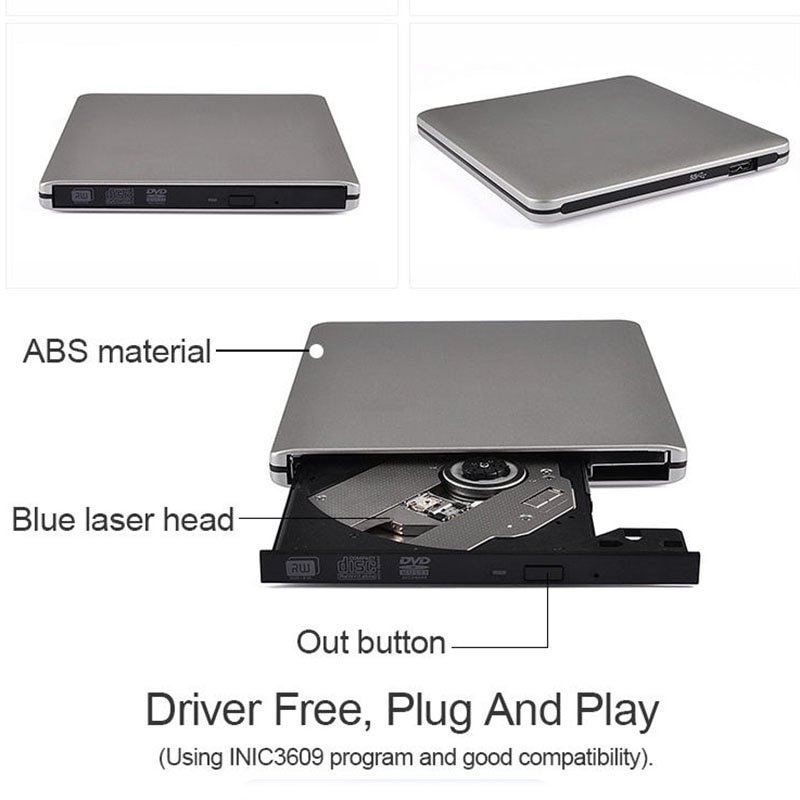 USB 3.0 Portable Super Slim DVD Drive External Optical Drive CD/DVD-RW Burner Writer Interface Drive For Macbook Pc Laptop