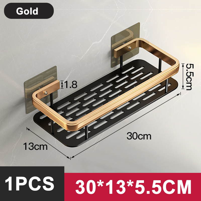 Keukenopslag badkamerplanken Organisator Aluminium Doucheplank Accessoires Shampoo Rek multi-scenario Geen boorplank: Bordeaux