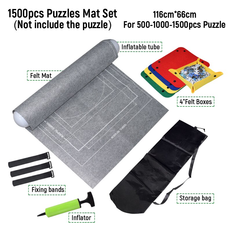 Puzzles Board Jigsaw Mat Set Felt Play Mat Puzzle Storage Accessories Roll Up Blanket with Guide Line Puzzle Mats for Adult Kids: 1500pcs set gray