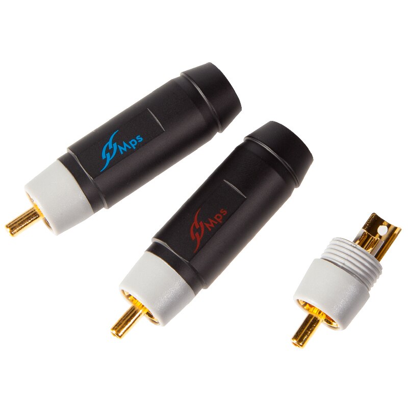 HiFi MPS Pioneer-enchufe RCA chapado en oro para cable de 8/10/11mm, cobre rojo HiFi, 24K, conector lotus para amplificador de DVD y CD, enchufe DAC