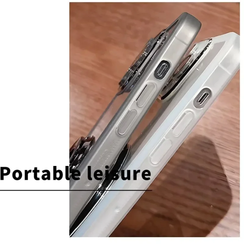 For Magsafe Magnetic Stand Holder Silicone Case For Funda Motorola Moto G15 G56 G05 G85 G35 G75 G86 G84 G53 Transparent Cover