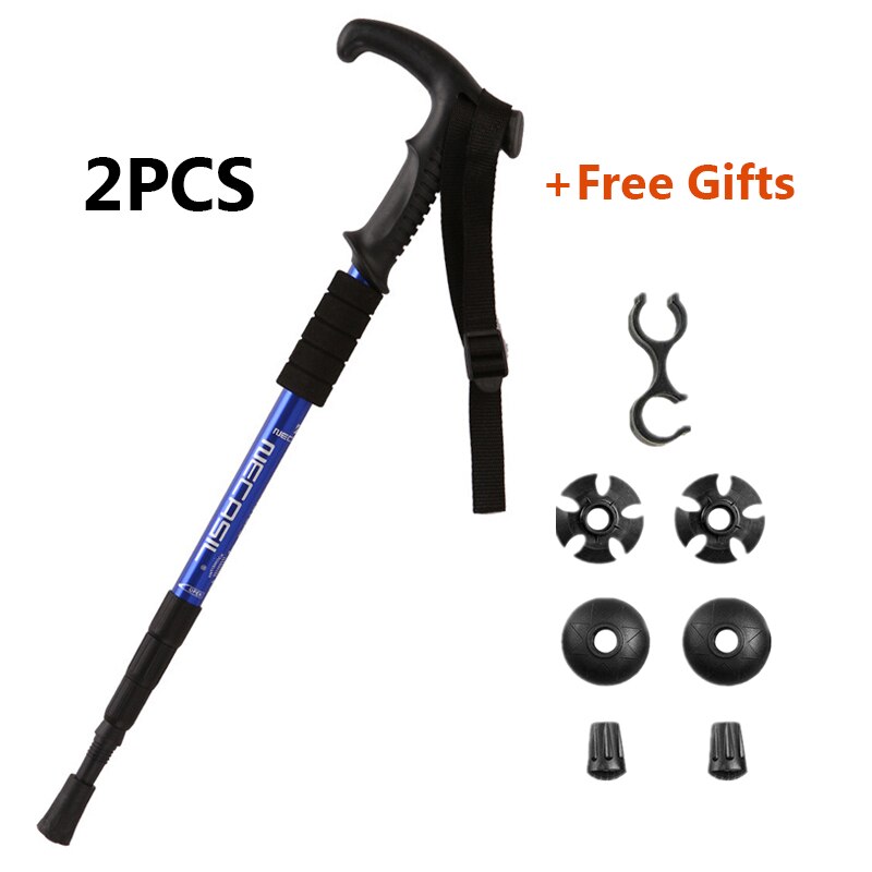 2PCS Nordic Walking Sticks TelescopicTrekking Poles Hiking Stick 4 Section Anti Shock Adjustable Telescopic Canes Stick: 6