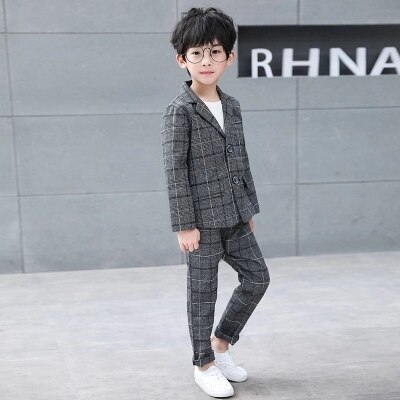 Traje de 2 piezas con chaqueta y pantalones de para niño, traje de noche ajustado para niña de las flores, vestido de novio de de , traje de boda gris