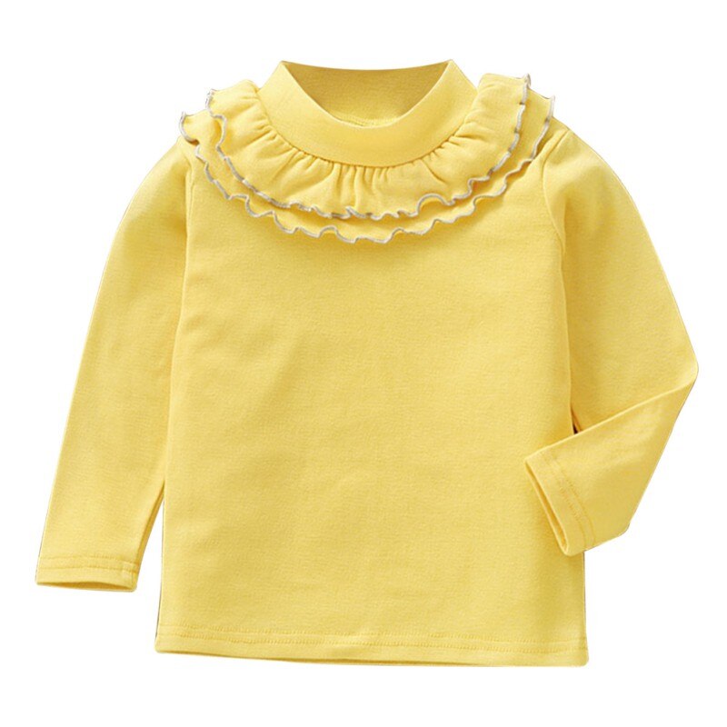 Lente Zomer Baby Meisjes Mode Lange Mouwen Effen Shirt Kinderen Kind Overhemd Top Katoenen Kleding Meisje Dieptepunt Shirt: Y / 24M