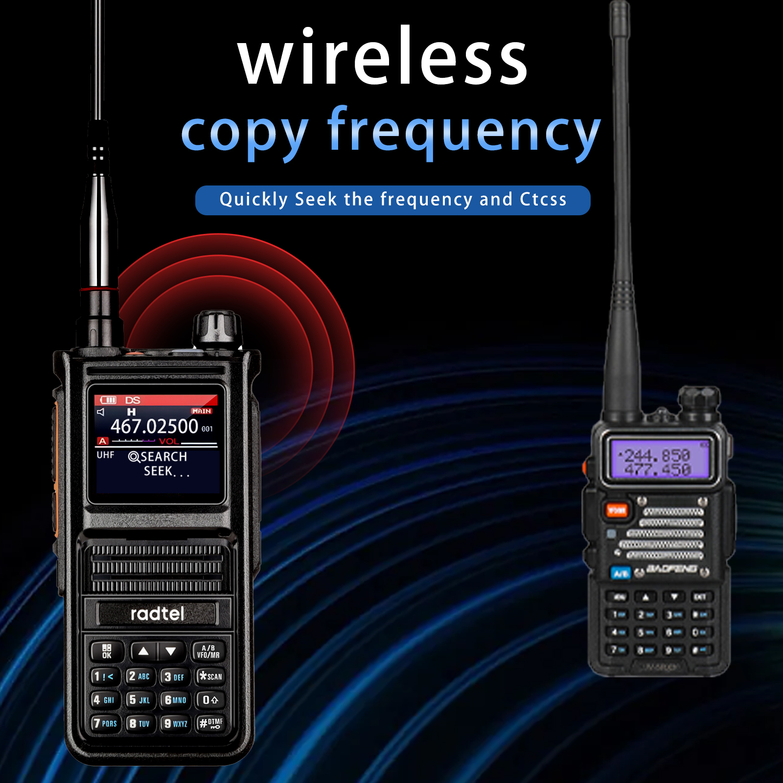 Radtel RT-470X Plus Bluetooth Ham Walkie-Talkies 256CH Air Band Dwukierunkowa stacja radiowa Lotnictwo NOAA Police Marine Transceiver