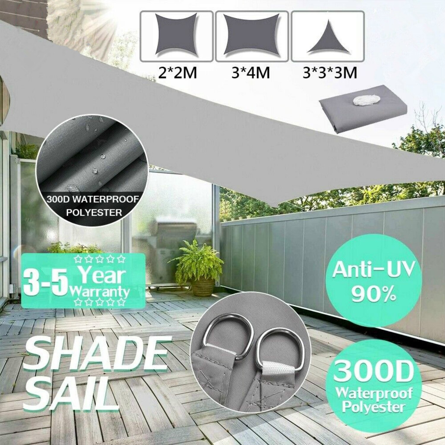 schwer Pflicht Sonne Sonnensegel Garten Strand Camping Schwimmbad Markise Baldachin 98% UV Schutz Terrasse Ich bin freien Wasserdichte