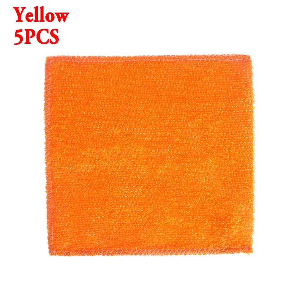 Paño antigrasa para platos, toalla de lavado de fibra de bambú, estropajo para cocina y hogar, trapos de limpieza mágicos, suministros para el hogar y la vida, 5 uds.: Yellow