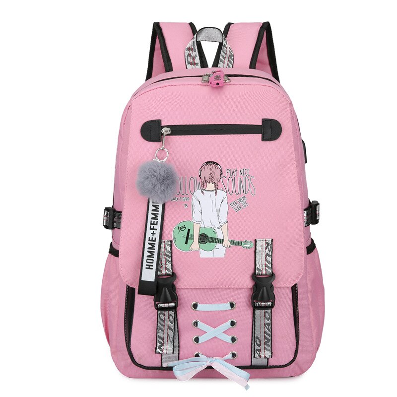 Vrouw Usb Opladen Rugzak Anti-Diefstal Schooltassen Tiener Schooltas Voor Meisjes Mochila Escolar Kinderen Boekentas: pink 2