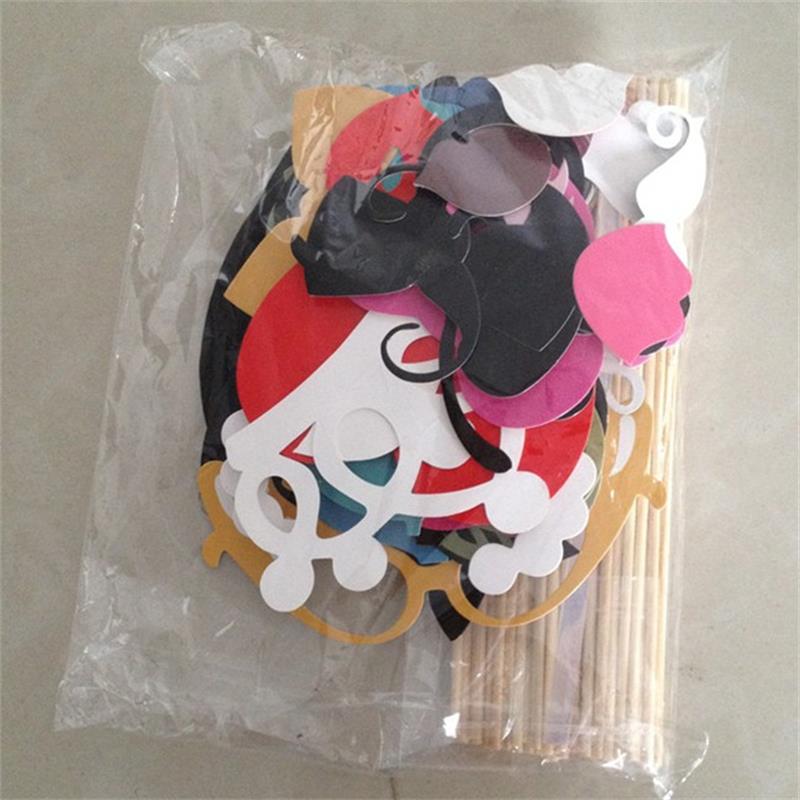 14pcs/set Wedding Party Photo Props Mask Set Beard Hat Glasses Lips Bow Tie Party Decoration Photo Props