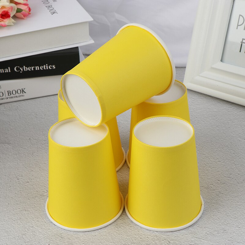 10Pcs Kleur Wegwerp Cups Handgemaakte Papier Cups Kleuterschool Diy Handgemaakte Materialen Huishoudelijke Koffiekopje Keuken Accessoires: YELLOW