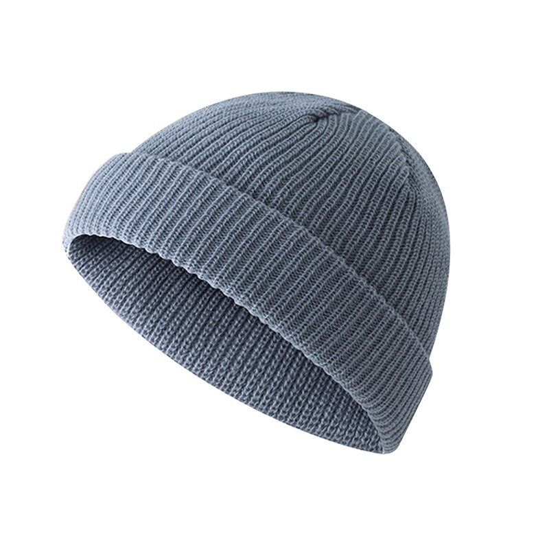 Beanie Hat Cap Roll up Warm Fisherman Knitting Solid Color for Men Women Winter ZJ55: Gray