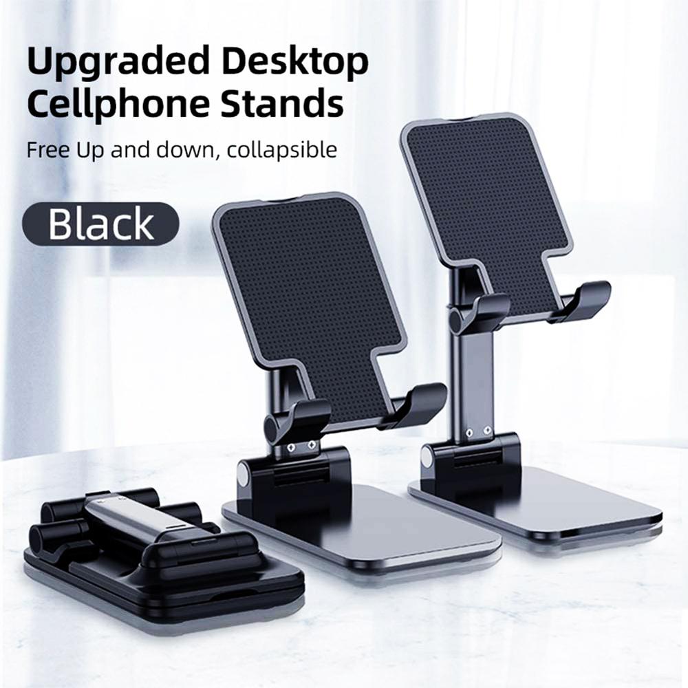 Suporte ajustável do telefone celular da tabuleta suporte dobrável estenda o suporte do telefone móvel para o iphone 7 8 x xs ipad xiaomi mi: T9 Black