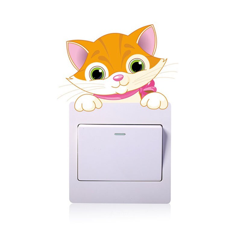 Cute Giraffe 3D Wall Decal Switch Stickers Elephant Animals Mural Art Home Decoration Cat Lovely Wall Decorative