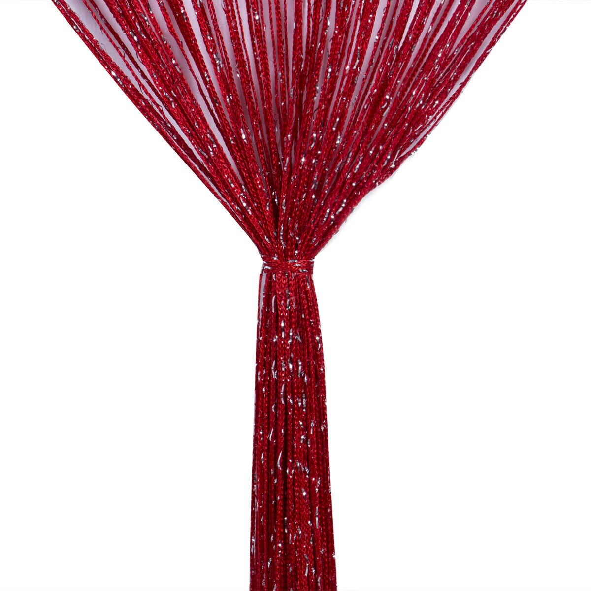 Luxury glass curtain 200x100cm Flash line bright tassel door curtain window divider home decoration curtains: Bright Red