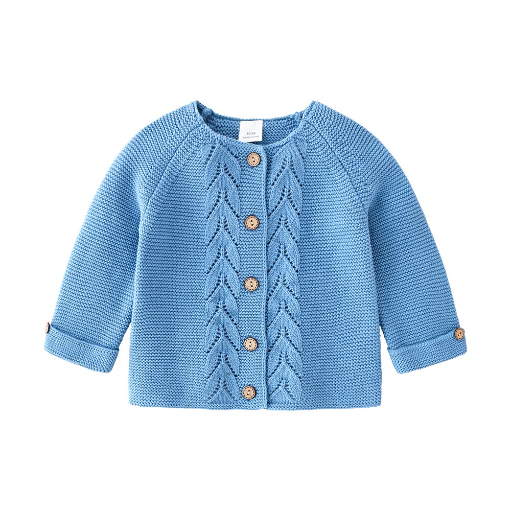 Strickjacke für babys und kleinkinder, strickjacke für neugeborene, frühlingsjacke aus einfarbiger baumwolle, herbstjacke mit knöpfen: Blau / 24m