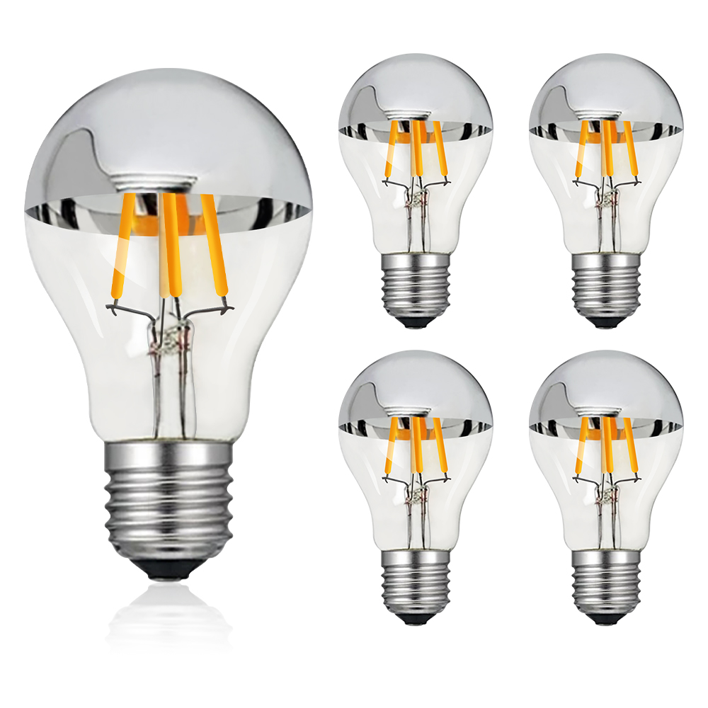 Bombilla Led Edison regulable A19 E27 4W 8W 220V cuenco plateado superior filamentos goteados bombilla Led medio cromo A60 corona lámparas de luz Vintage: Blanco / Azul / 4 W