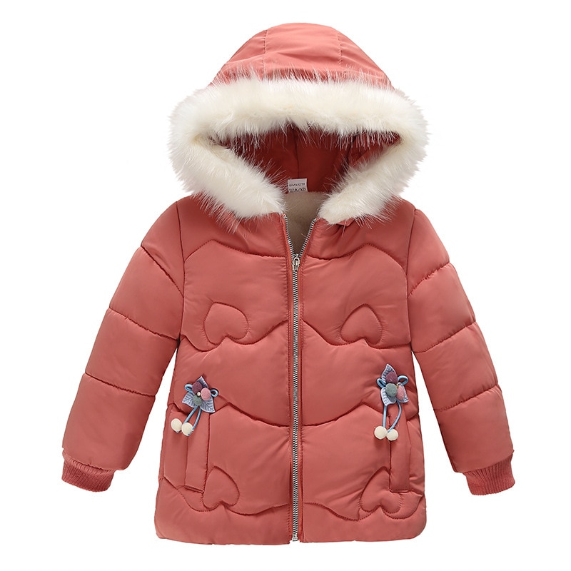 Meisje Katoenen Gewatteerde Jas Kinderen Pluche Hooded Down Lange Jas Meisje Baby Winter Verdikte Lange katoenen Jas