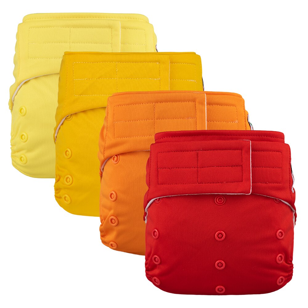 4 PCS Solid Color Baby Cloth Pocket Diaper Reusable Washable Eco Friendly Cloth Nappy With Inserts Baby Boy Girl