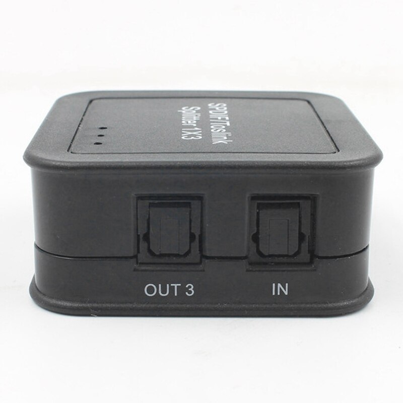 1X3 Digital Optical Spdif Toslink Audio Splitter with Remote Control Optical Digital Output Fiber Distributor-US Plug