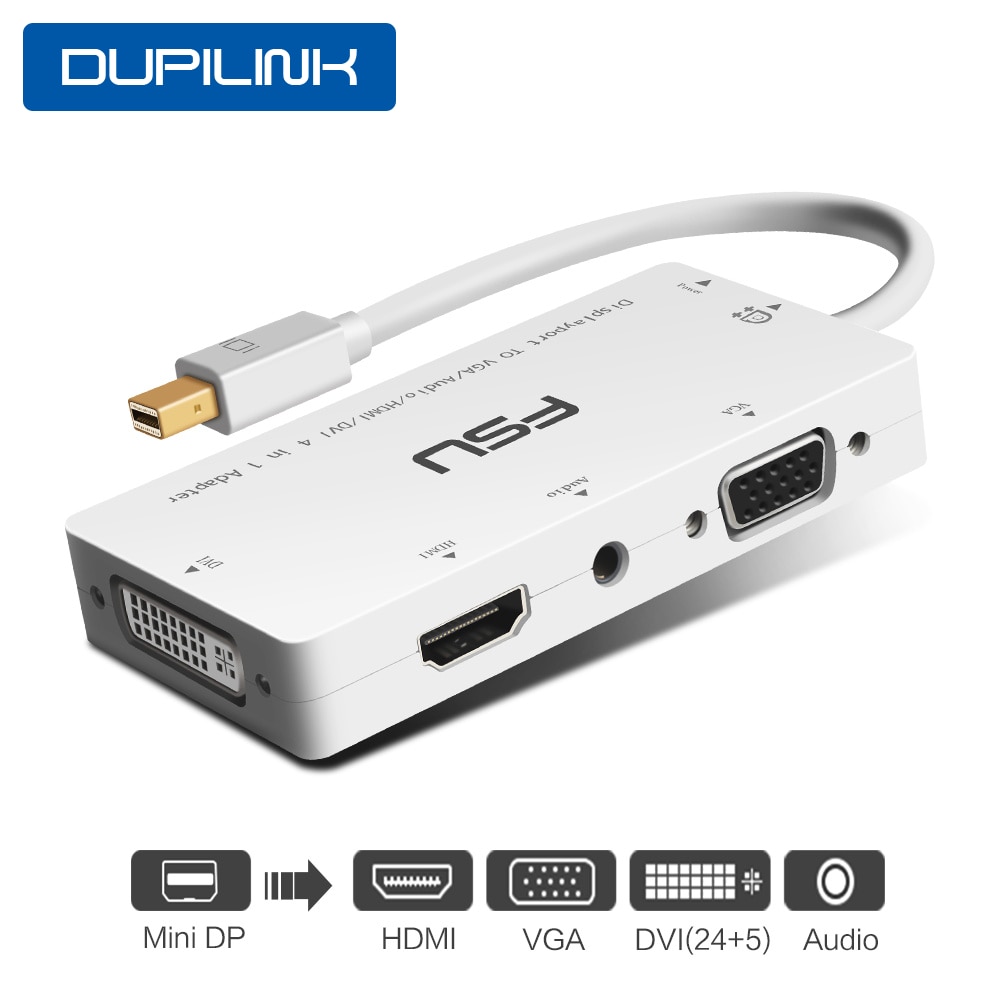 4 in 1 Thunderbolt Mini DisplayPort DP to HDMI DVI VGA Cable Connector for Apple MacBook Pro Air PC Mini DP to HDMI Audio Adaper