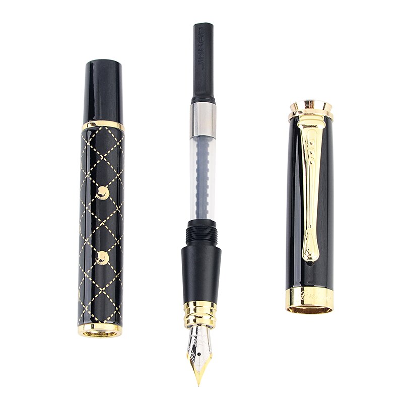 Jinhao 500 Iraurita 0.5mm Fine Nib Fountain Pens Grid Pattern Metal Writing Pen Tools Stationery for Student School Office