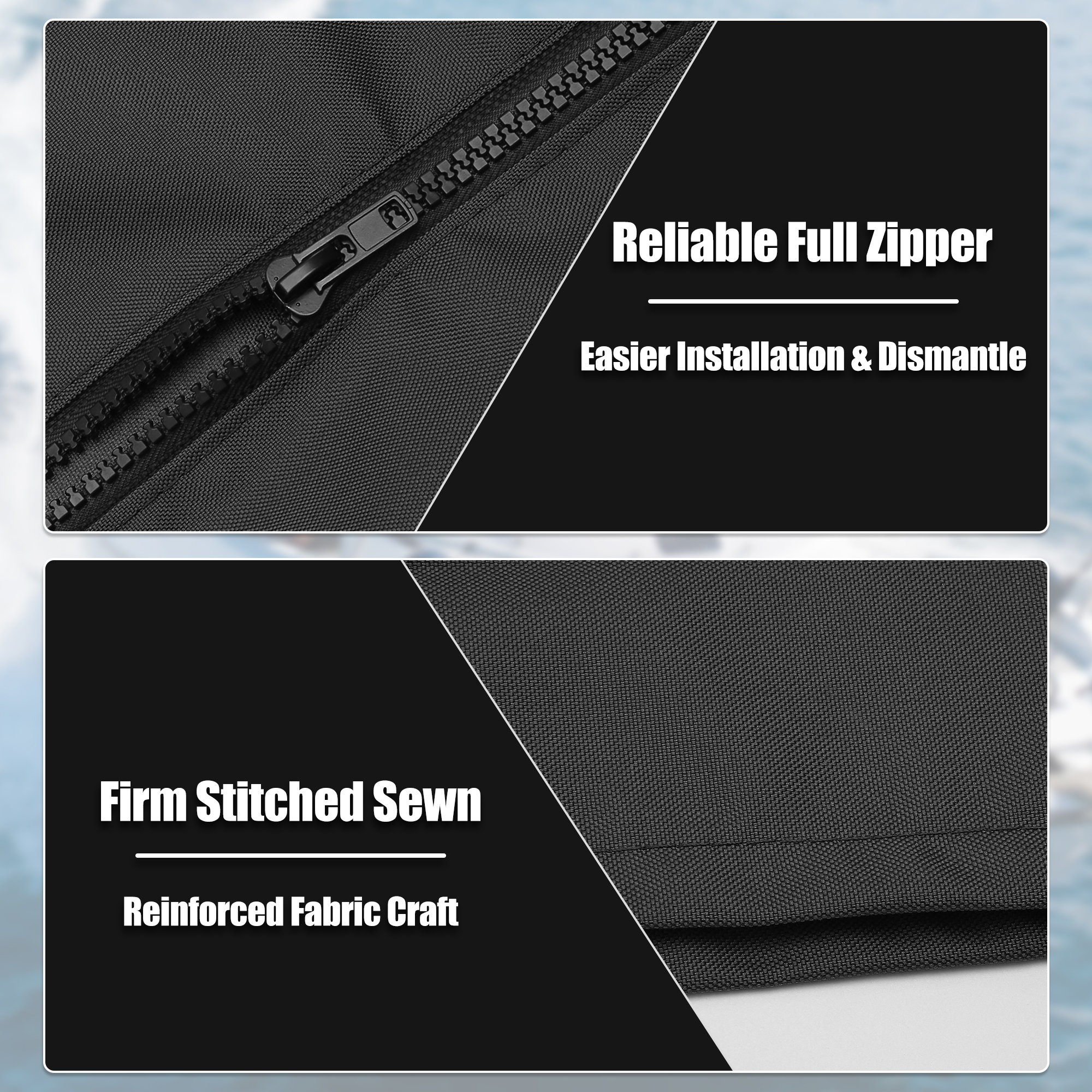 UXCELL Copri bagagliaio universale per barca Bimini Top con foro luminoso nero 97"-103" W