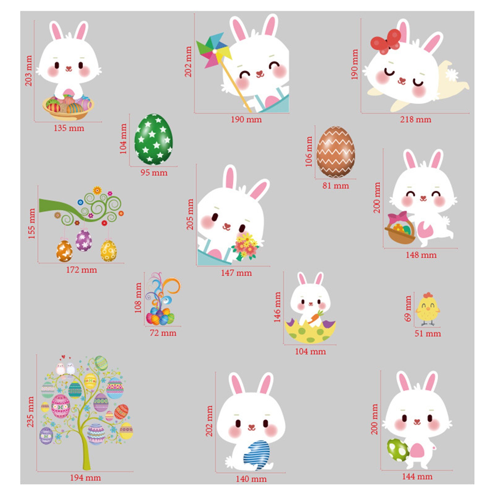 Top Selling Easter Easter Cartoon Children Bunny Chick Sticker Wall Sticker Window Sticker Support And: C