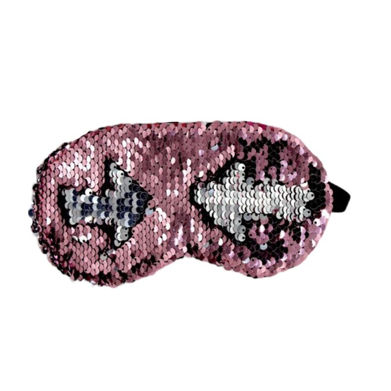 Las mujeres niñas escamas de pescado lentejuelas mágicas reversibles elástico mascarilla para dormir: Rosa