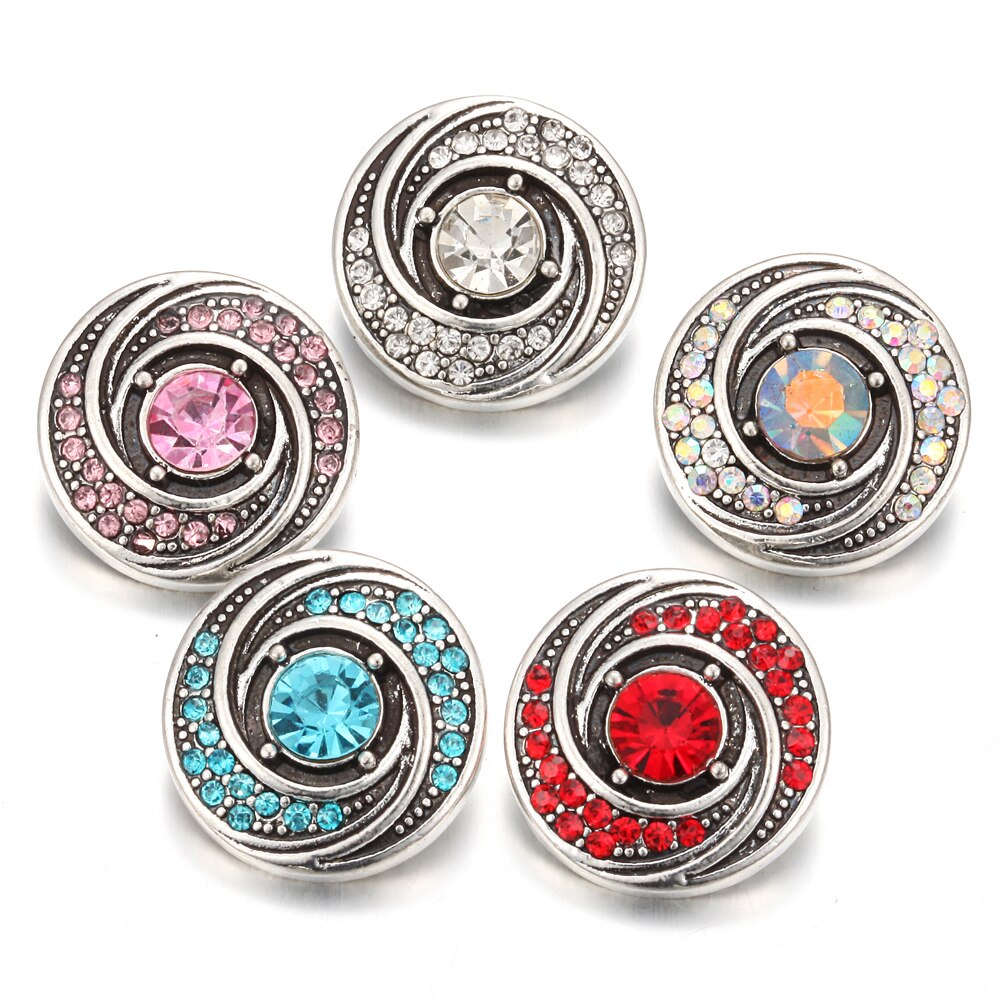 6 stks/partij Snap Sieraden DIY Crystal Rhinestone 18mm Bloem Snap Knoppen Fit 18mm Snap Armbanden Bangles Vrouwen knop Sieraden: 32