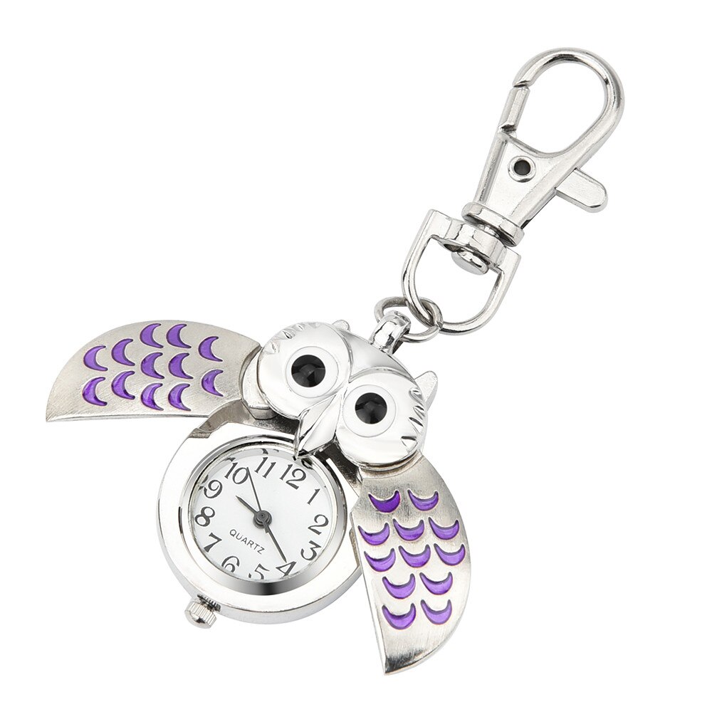 Petites montres à gousset, horloge rétro à quartz, magnifique porte-clés de dessin animé mignon, montre de poche hibou, relogio feminino saat watch *a: Pp