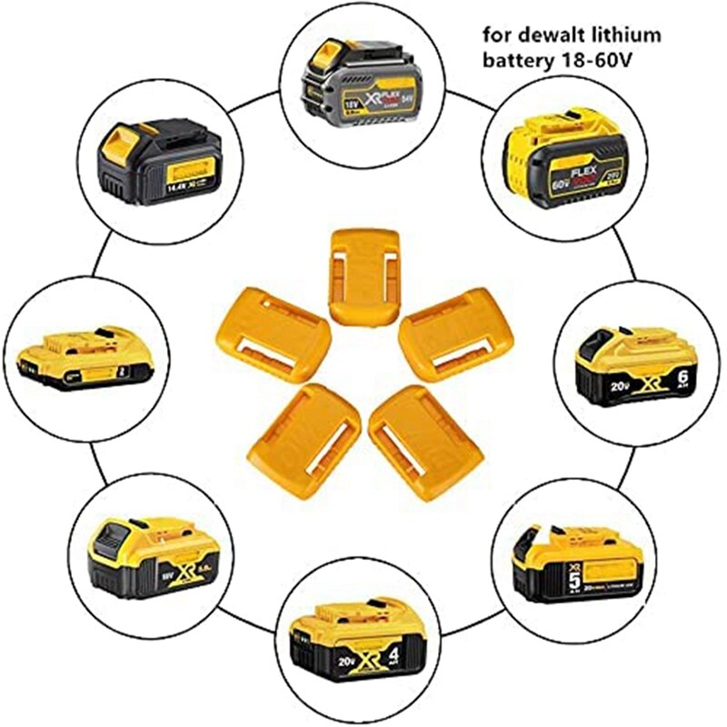 5 Packs Batterij Houder Dock Mounts Voor Dewalt 20V 60V Batterij, wandpaneel Plank Riem Clip Organizer Protector