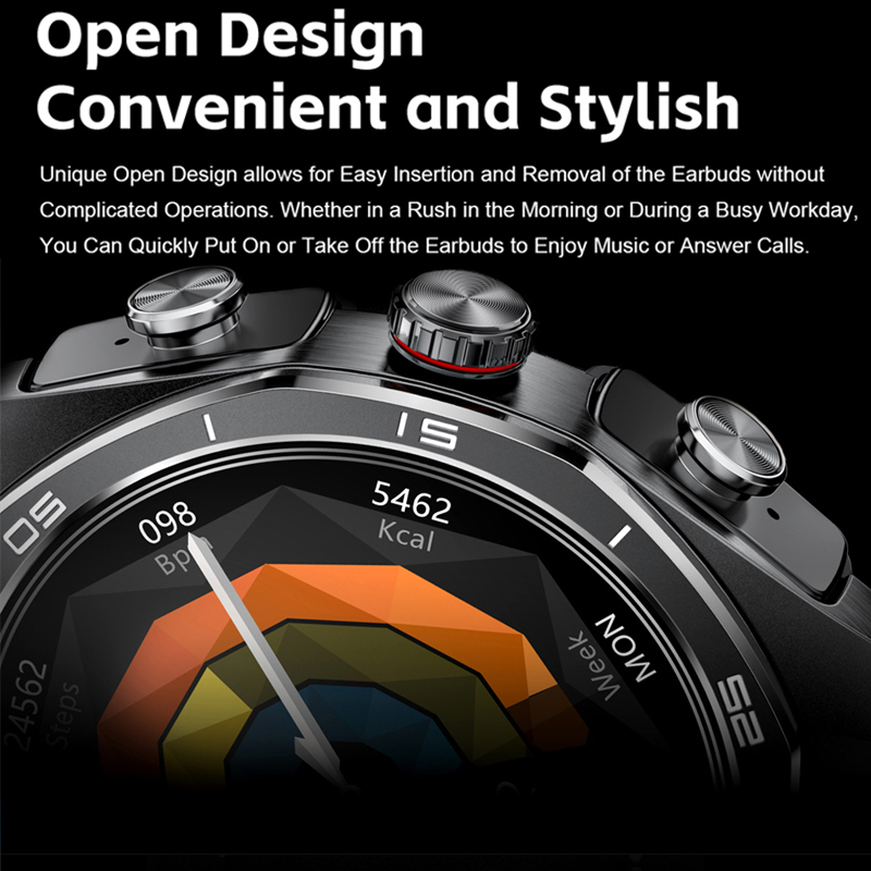 Nuovo Smart Watch da uomo con auricolari Bluetooth TWS 2 in 1 Altoparlante incorporato HIFI 9D Suono Monitor sanitario Chiamata Bluetooth SmartWatch
