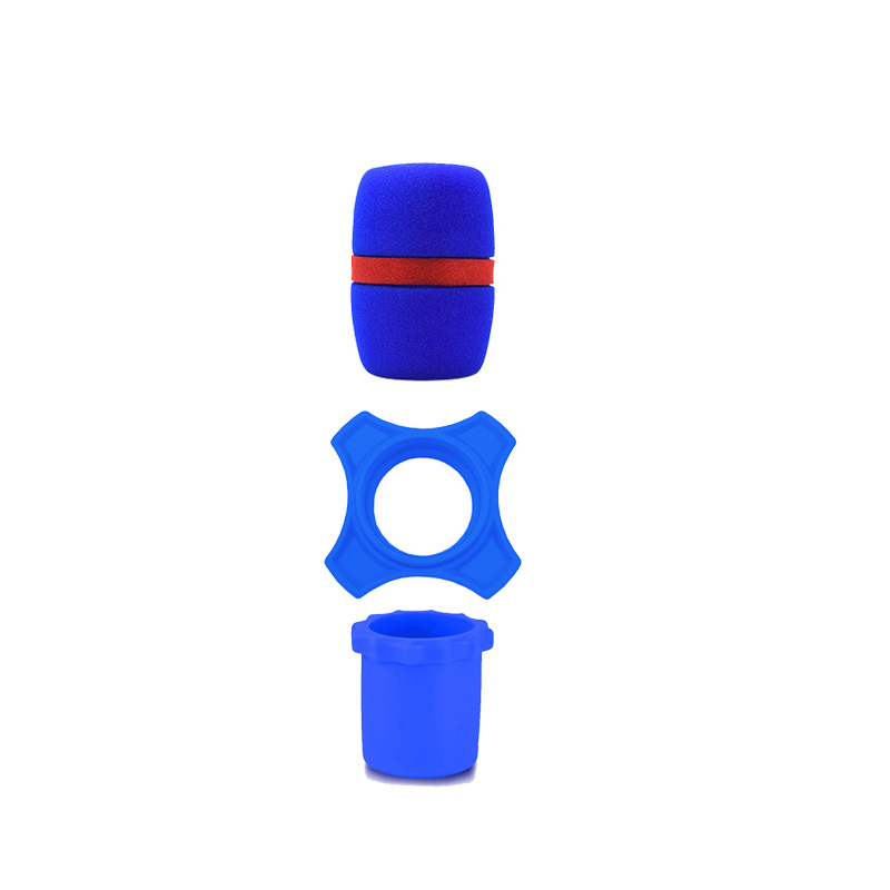 Microfoon Sponzen Mouw Anti-Rolling Mic Bescherming Ring Staaf Siliconen Draadloze Handheld Houder voor Microfoon KTV DJ Apparaat: Blauw