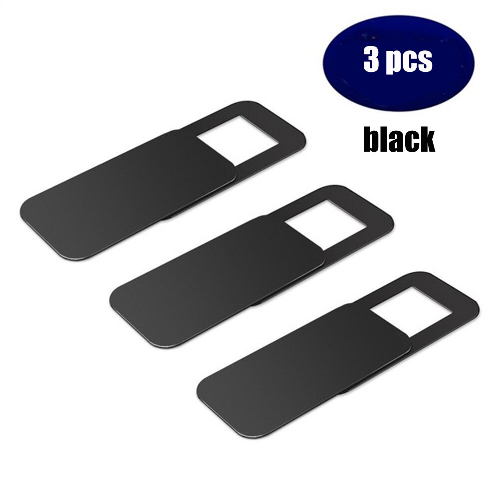 Universal Slim Plastic WebCam Cover Slide Camera Privacy Security Protect Sticker Mobile Phone Accessory for Phone iPad Tablet: black-3pcs