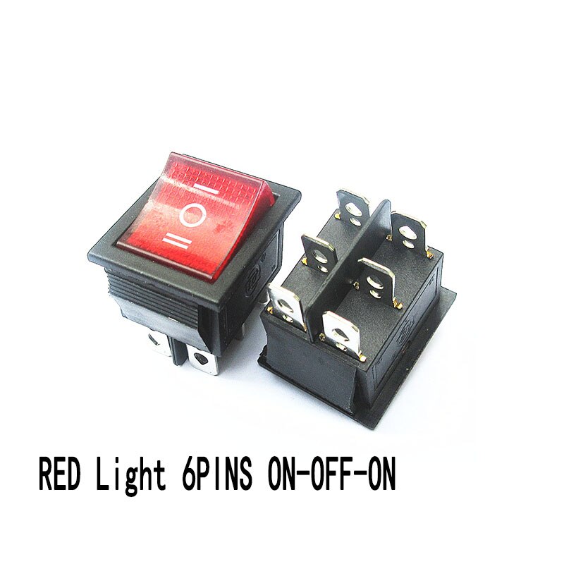 5PCS KCD4 Rocker Switch 2/3 Position 4/6 Pins Electrical Equipment With Light Power Switch Switch 16A 250VAC/ 20A 125V ON-OFF-ON: 6P  ON-OFF-ON RED2