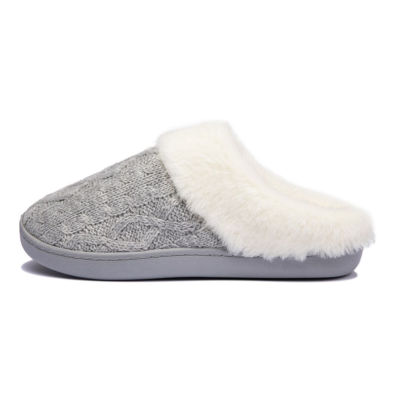 Winter heren pantoffels binnen naaien suède warm thuis zachte pantoffel korte pluche heren casual schoenen antislip liefhebbers pantoffels dames slide: Grijs / 35-36