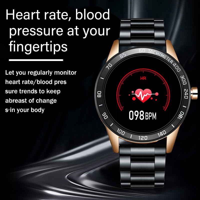 LIGE ceinture en acier montre intelligente hommes fréquence cardiaque pression artérielle surveillance de la santé Sport étanche Sport Smartwatch Fitness Tracker