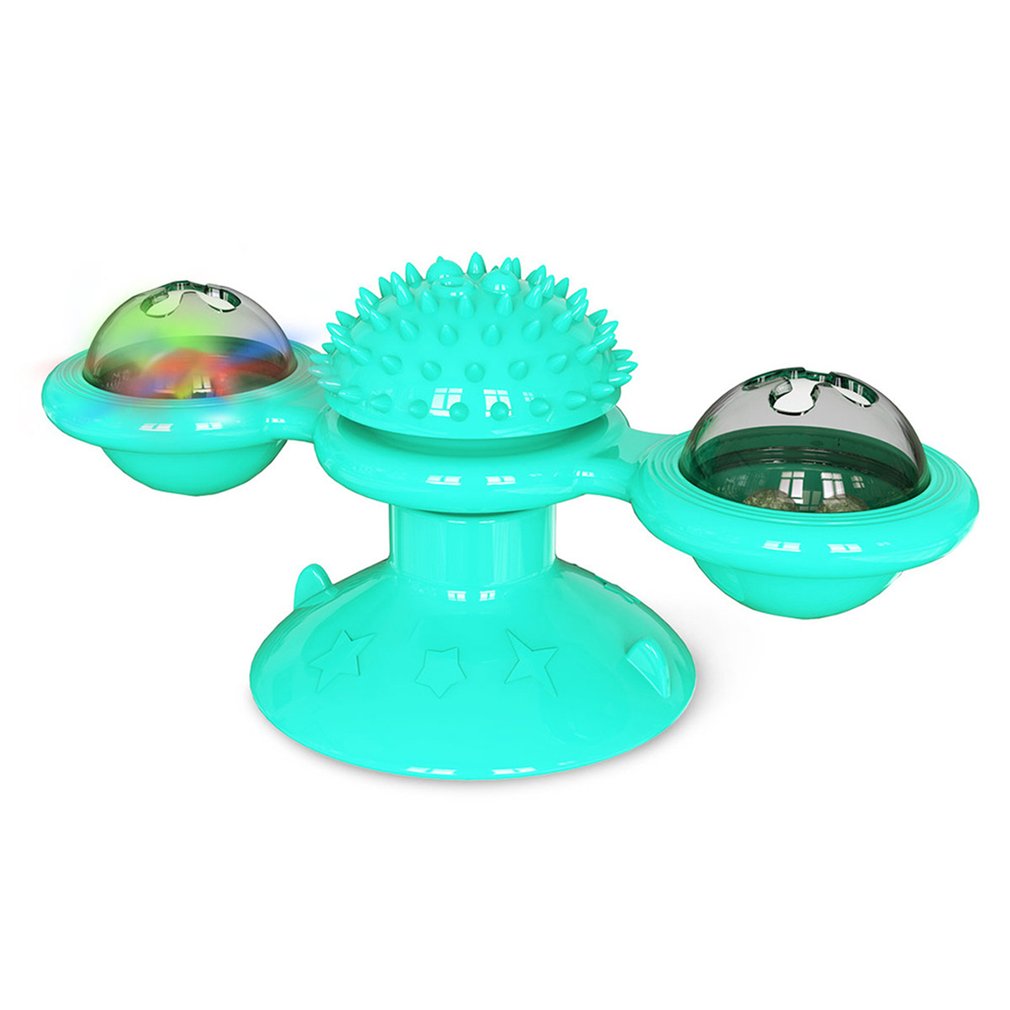 Windmill Cat Toy Turntable Teasing Pet Toy Scratching Tickle Cats Hair Brush Funny Cat Toy Hair Brush Chew Toys: blue
