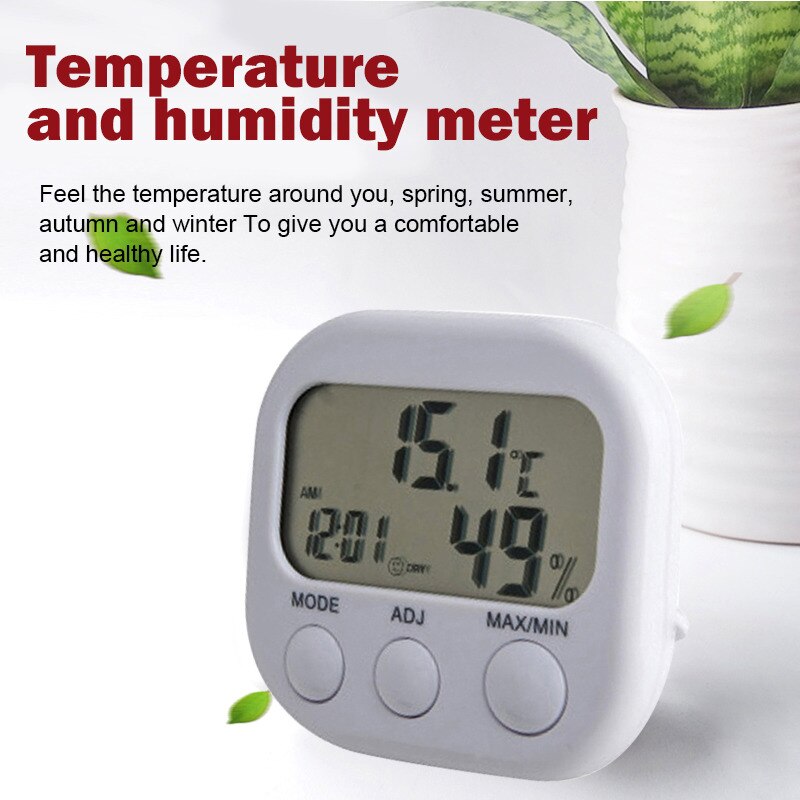 Portable LCD Digital Temperature Humidity Meter Indoor Outdoor Hygrometer Thermometer Tester Weather Station With Clock