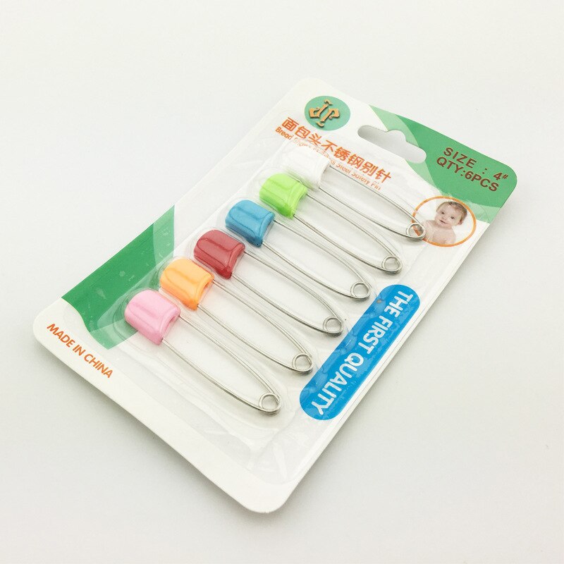 Office Binding Supplies Smiling Face Color Cartoon Pictures Stainless Steel Safety Pin Cartoon Plastic Bread Head for Children: Bread