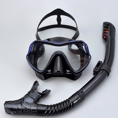 Maschera professionale per immersioni subacquee e snorkeling occhiali antiappannamento occhiali da nuoto nuoto Set di tubi per respiro facile: Blue  A