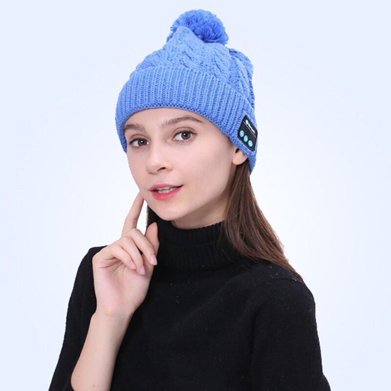 warm Mütze Hütte Drahtlose Bluetooth Clever Kappe Headset Kopfhörer Lautsprecher mit Mic TY66: Blau