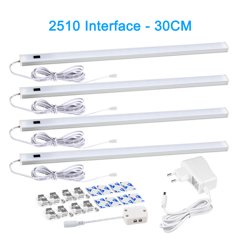 Luz LED debajo de las luces del gabinete para cocina, interruptor de barrido manual, Sensor de movimiento PIR, lámpara de armario, luz nocturna Led de 30/40/50cm: plum / Color blanco cálido