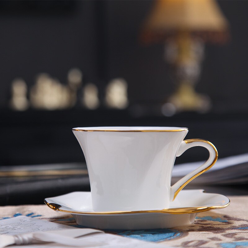 Royal glasur keramik guld eftermiddag sort te kopper underkopper ske kaffekop porcelæn taza cafe drikkevaresæt  ee50bd