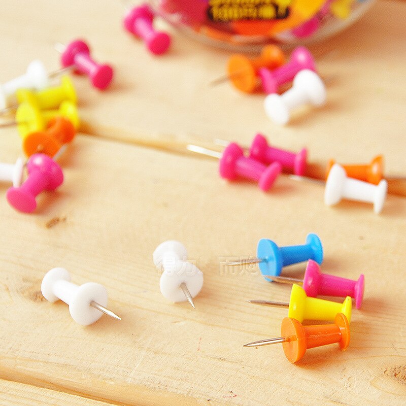 Coloffice 100 pcs box verpakking Pins Plastic Kurk Boord Veiligheid Gekleurde Push Punaise Kantoor & School Accessoires Benodigdheden