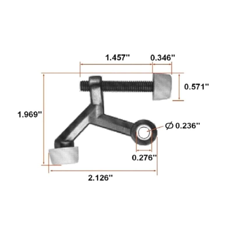 Heavy Duty Adjustable Hinge Pin Door Stopper Stop with Bumper Tip Hardware Home 449C